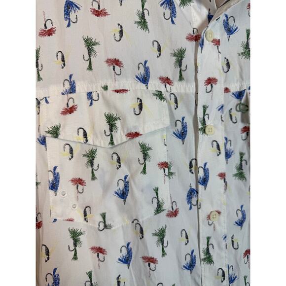 ExOfficio Mens Estacado Short-Sleeve Fishing AOP Button Up Vented Back - Med - Picture 3 of 10